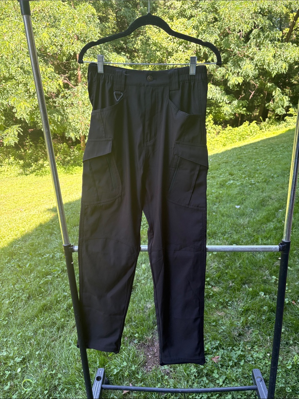 “W” Men's Black Cargo Utility Pants - multiple pockets